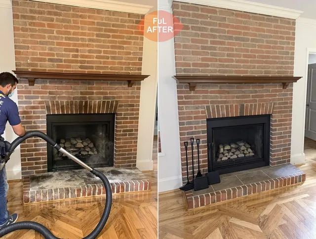 Stow Chimney Sweep carefully sanitizing a fireplace in Stow, OH